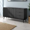 Gretha black madia 2 ante 3 cassetti colore nero opaco h812 l1632 p38