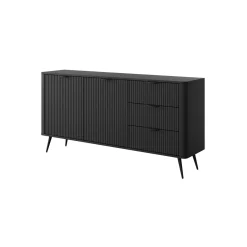 Gretha black madia 2 ante 3 cassetti colore nero opaco h812 l1632 p38