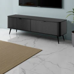 Gretha black porta tv colore nero opaco 2 ante a ribalta h512 l1632 p38
