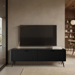 Gretha black porta tv colore nero opaco 2 ante a ribalta h512 l1632 p38