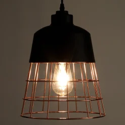 Grid lampadario in metallo verniciato nero opaco griglia colore rame d26 h36 cm