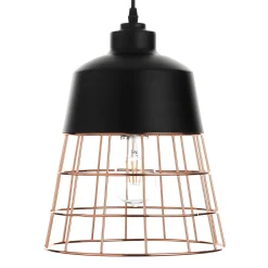 Grid lampadario in metallo verniciato nero opaco griglia colore rame d26 h36 cm