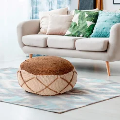 Haja pouf rotondo in juta cotone e sintetico d50xh25 cm
