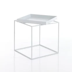 Hannah-a tavolino da interno / esterno in acciaio vernice da esterno colore bianco opaco 40x40 h44.5 cm
