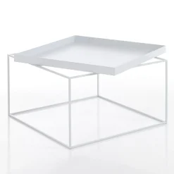 Hannah-c tavolino da interno / esterno in acciaio vernice da esterno colore bianco opaco 60x60 h40 cm