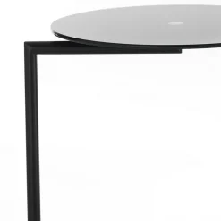 Hardy black tavolino con ruote in metallo verniciato nero opaco piano in vetro nero 51x46x h62 cm