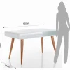 Harley Tavolo / Scrivania top con vano verniciato Bianco Semilucido e gambe in Legno Massello finitura Rovere, 130 x 70 x h 78 cm