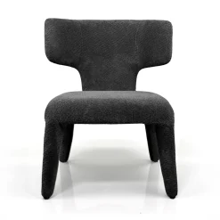 Herd Antracite poltrona Imbottita tessuto antracite effetto melange completamente rivestita h80 l67 p75