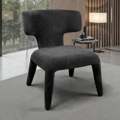 Herd Antracite poltrona Imbottita tessuto antracite effetto melange completamente rivestita h80 l67 p75