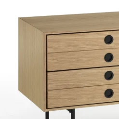 Hero madia porta tv in mdf rovere e grigio opaco con base in metallo nero cm l170 p40 h51