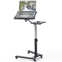 Holy carrello porta notebook e tablet in acciaio cromato e nero opaco regolabile 65x50xh72-102 cm