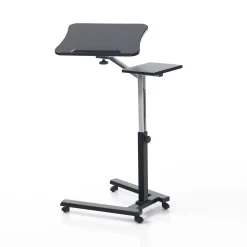 Holy carrello porta notebook e tablet in acciaio cromato e nero opaco regolabile 65x50xh72-102 cm