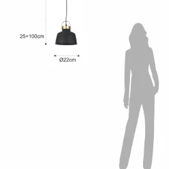 Industrial b lampadario officina in acciaio nero e oro opaco d25xh25 cm