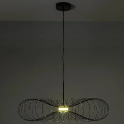 Infinity lampadario led in fili di metallo verniciato nero lucido filo regolabile d70 h17 cm