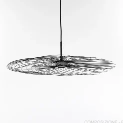 Infinity lampadario led in fili di metallo verniciato nero lucido filo regolabile d70 h17 cm