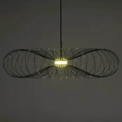 Infinity lampadario led in fili di metallo verniciato nero lucido filo regolabile d70 h17 cm