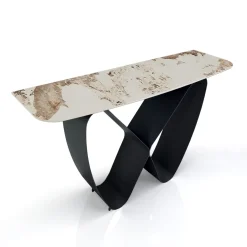 Infinity Onice Marble Consolle ceramica marmo onice lucido basamento metallo grigio opaco h80 p40 l130