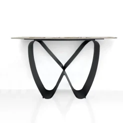 Infinity Onice Marble Consolle ceramica marmo onice lucido basamento metallo grigio opaco h80 p40 l130