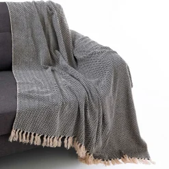 Ipoh plaid cotone 100% cotone grigio 135x190 cm