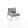 Ischia poltrona da esterno in alluminio bianco con cuscini grigi cm h76 l71 p72