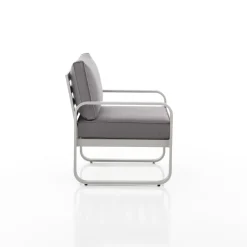 Ischia poltrona da esterno in alluminio bianco con cuscini grigi cm h76 l71 p72