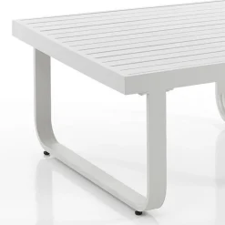 Ischia tavolino in alluminio verniciato bianco avorio opaco cm h40 l80 p80