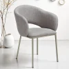Jade Grey Platinum Sedia Imbottita tessuto Grigio struttura metallo platino opaco h80 l54 p57 seduta h48
