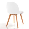 Jade wood white sedia con gambe in rovere e scocca bianca imbottita in velluto écru h78 l46 p52 cm