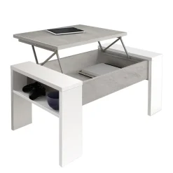 James cement tavolino contenitore grigio cemento e finitura larice bianco 98.5x50xh42.5 cm