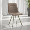 Jesefa Brown Platinum sedia imbottita tessuto marrone struttura metallo platino opaco h88 l44 p59 seduta h49