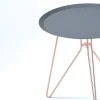 Jolly set 2 tavolini in acciaio piano verniciato antracite e gambe rame d40 d50 cm