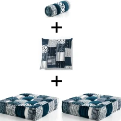Julia-d divano 2 posti in rattan sbiancato rivestimento 100% cotone patchwork 182x80xh50 cm