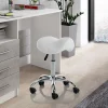 Kaio white sgabello per scrittoio in pelle sintetica bianca e metallo cromato 37x36xh50-66 cm