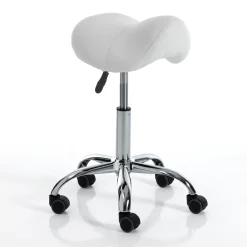 Kaio white sgabello per scrittoio in pelle sintetica bianca e metallo cromato 37x36xh50-66 cm