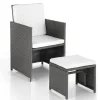Kalamos set tavolo + sedie in cordoncino di polyrattan grigio con cuscini cm. h.72 x l.167 x p.110