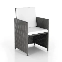 Kalamos set tavolo + sedie in cordoncino di polyrattan grigio con cuscini cm. h.72 x l.167 x p.110