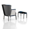 Kaleidos-e blue poltrona pouf tessuto tecnica patchwork gambe legno massello cm h.98 x l.78 x p.70