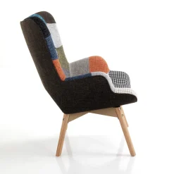 Kaleidos-g poltrona con rivestimento patchwork e gambe in rovere cm h94 l67 p78