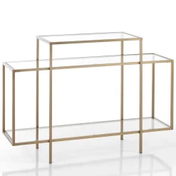 Karl consolle in acciaio finitura oro opaco e vetro temprato 118x38xh84 cm