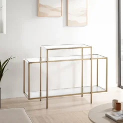 Karl consolle in acciaio finitura oro opaco e vetro temprato 118x38xh84 cm