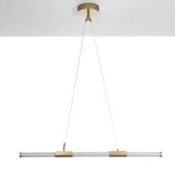 Katana lampadario led in vetro e acciaio oro opaco cn filo elettrico regolabile d3.2x92 cm