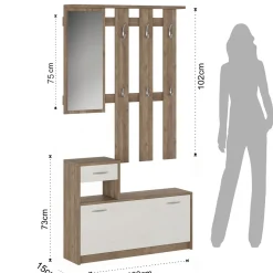 Ken Silk Flow Ingresso finitura Noce Spatolato Bianco, h73 x 100 x 25 cm