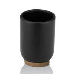 Kendama bicchiere portaspazzolini poliresina nera opaca d7 h10.3 cm