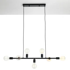 Kiara lampadario in metallo nero opaco filo elettrico regolabile 92x9 h9 cm