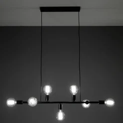 Kiara lampadario in metallo nero opaco filo elettrico regolabile 92x9 h9 cm