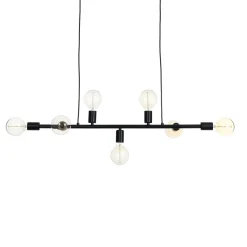 Kiara lampadario in metallo nero opaco filo elettrico regolabile 92x9 h9 cm
