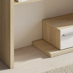 Kiara Wood mobile Ingresso con Specchio e 2 cassetti finitura Rovere e Larice Bianco, 83 x 29 x h 90 cm