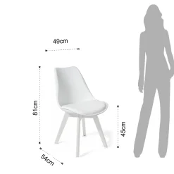 Kiki Evo White Sedia imbottita in pelle sintetica bianca e polipropilene bianco opaco 49x54xh81 cm