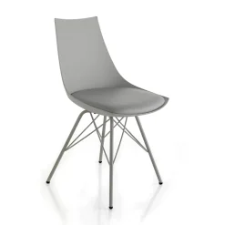 Kiki grey sedia in pelle sintetica polipropilene e metallo grigio lucido 47x53xh81 cm