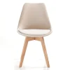 Kiki Soft Beige Sedia Tessuto colore panna gambe legno massello finitura rovere cm h83 l48 p56